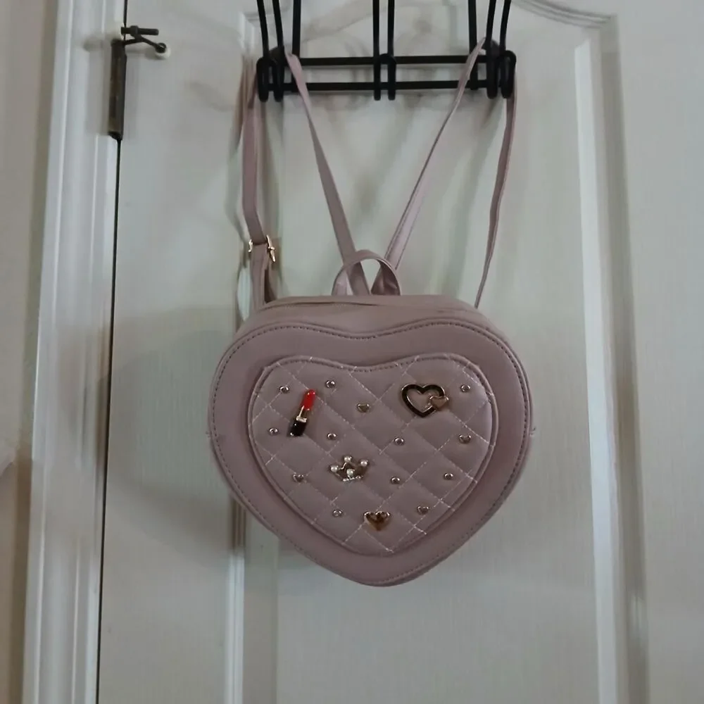 NWT Under One Sky Pink Heart-Shaped Quilted Convertible Backpack Coquette Barbie